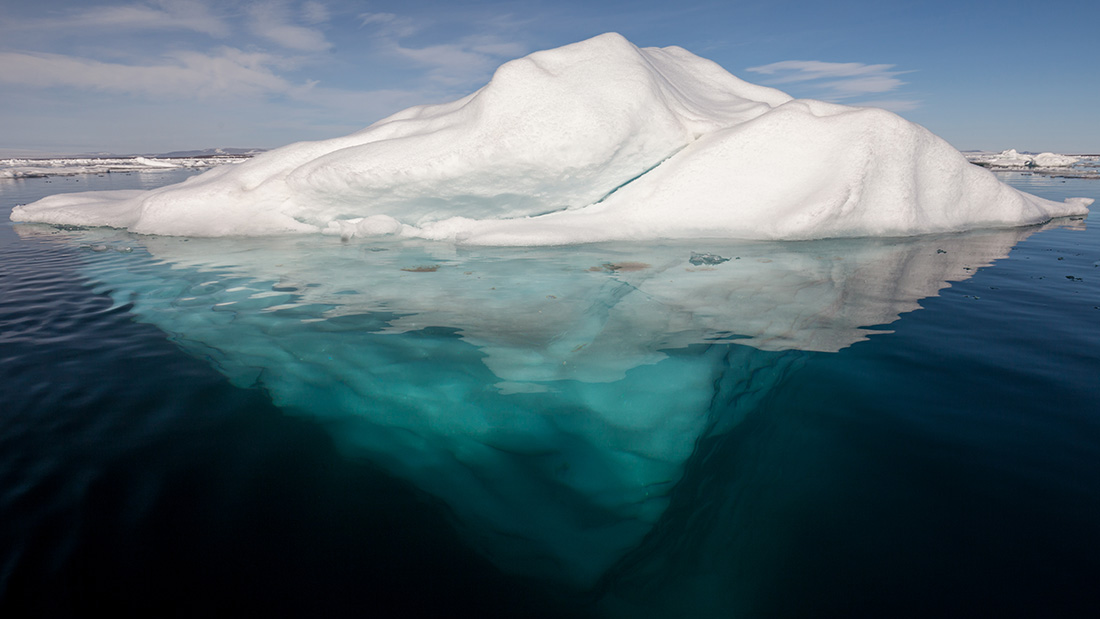 Iceberg in the Arctic with Its Underside Exposed